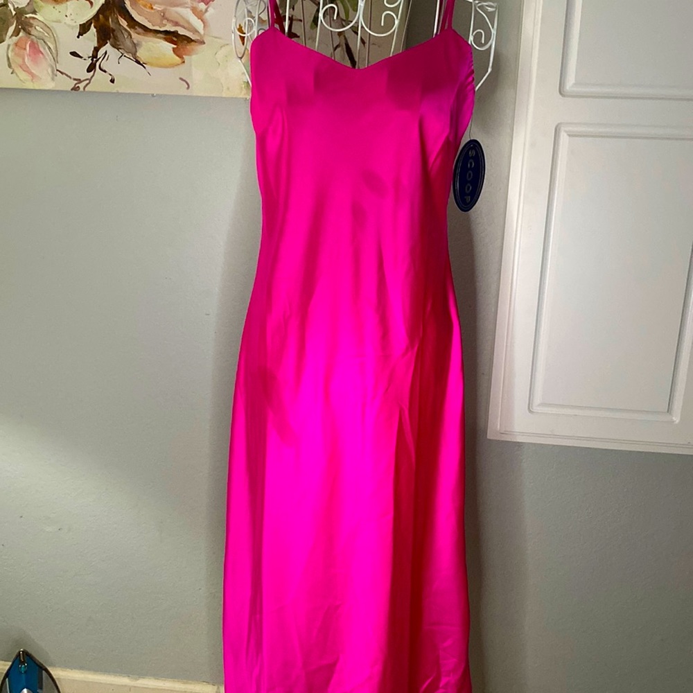 Scoop pink Midi Slip Satin Dress Small 4 6